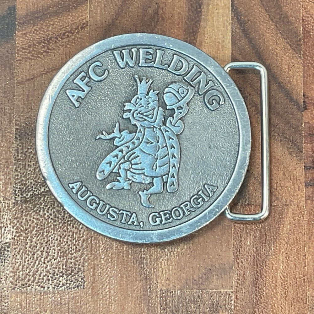 AFC Welding Belt Buckle Augusta Georgia Pewter Cowboy Vintage Round
